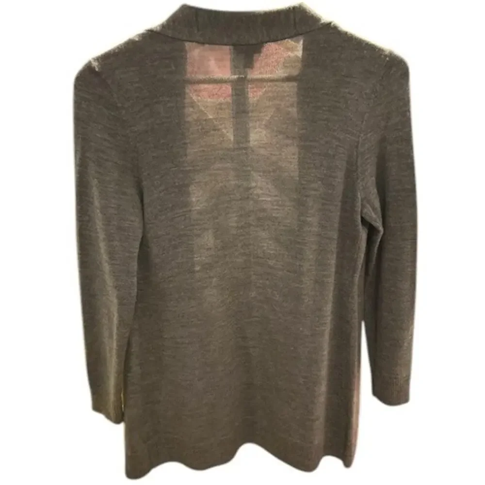 TALBOTS Heather Gray 100% Merino Wool Longline Sweater Duster Small Petite SP